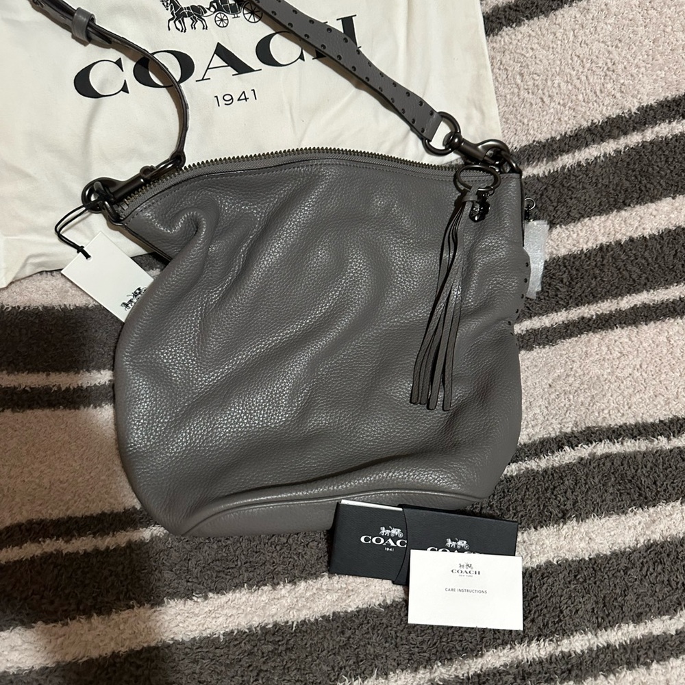 Coach Charcoal Leather Shoulder Bag
